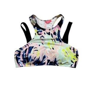 Victorias Secret Women’s Neon Multicolor Black High Neck Racerback Bikini Top S